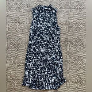 Betsey Johnson Navy White Polka Dot Ruffle Sleeveless Dress Womens Size 10 Retro